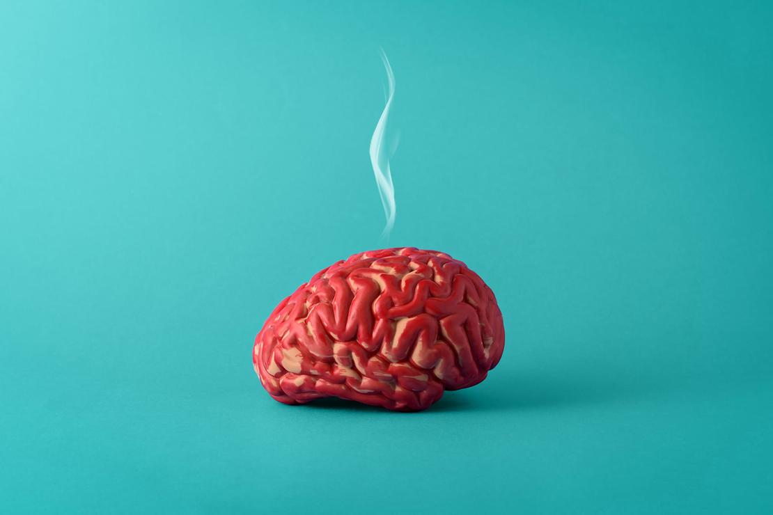 Human brain and wisp of smoke