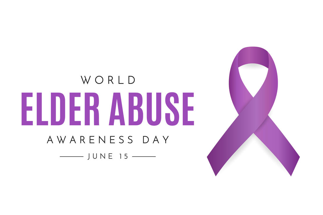 World Elder Abuse Awareness Day banner with purple ribbon