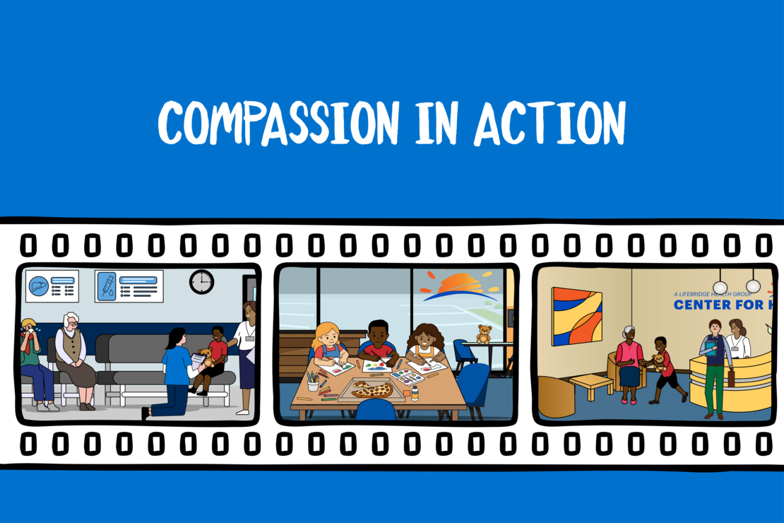 Film reel animation depicting the story of a young boy who was cared for after being left alone overnight in Sinai Hospital's emergency department.