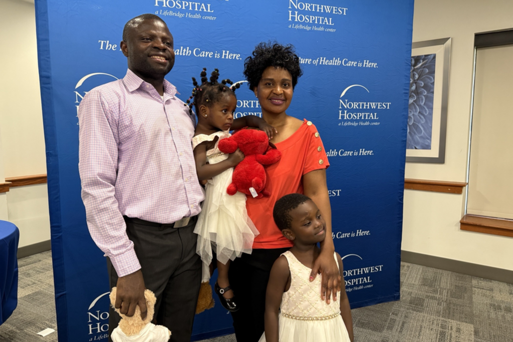 23-month-old Worship Shey and her family attended the Code Save event where they got to meet their rescuers.