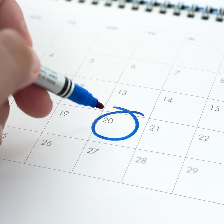 Date circled on a calendar