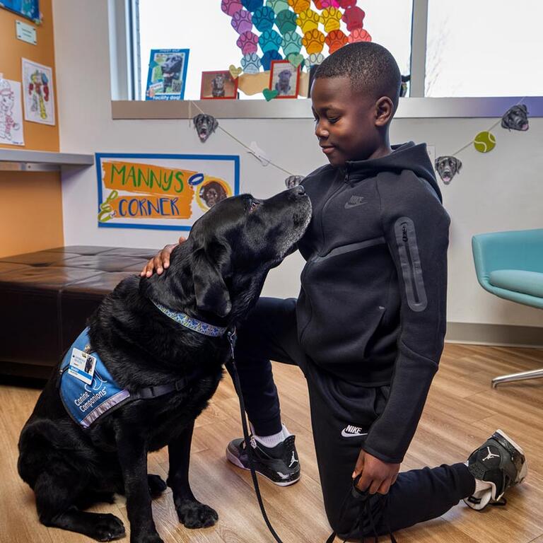 Child with a therapy animal
