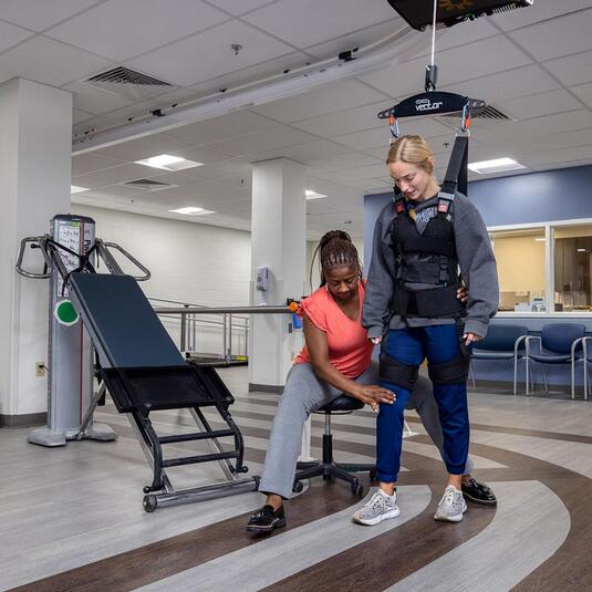 Patient getting walking therapy