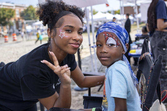 kids with face paintings