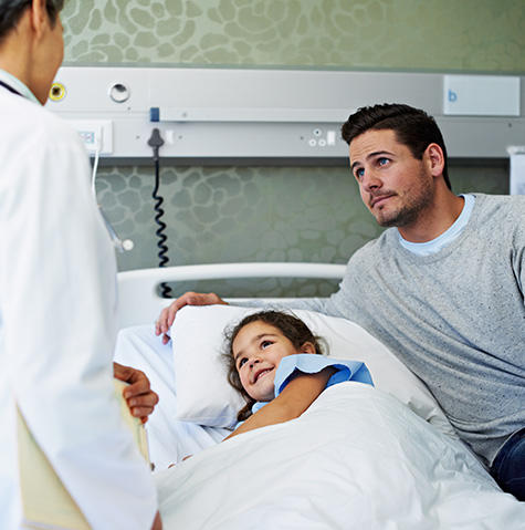 Patient recovering from pediatric surgery