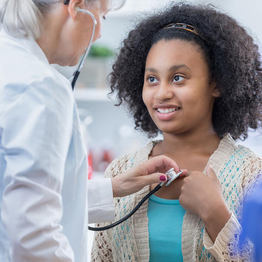 Patient sees a doctor for her adolescent medicine needs