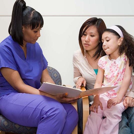 Mom and patient meeting with the plastic surgeon Mom and patient meeting with the plastic surgeon