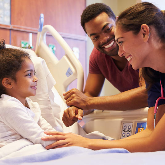 Pediatric patient after her outpatient surgery