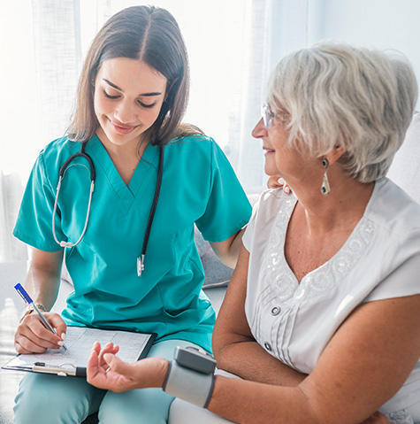 Geriatric patient visiting her primary doctor