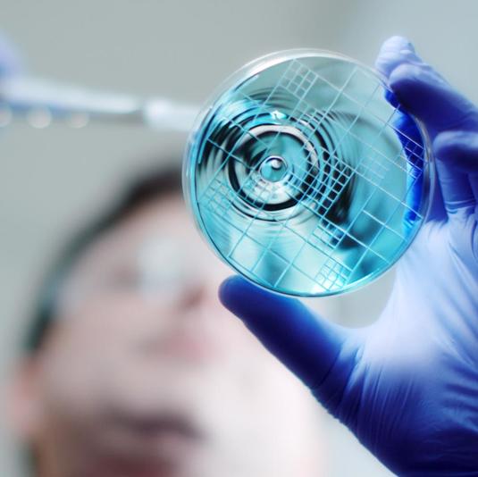 A scientist using lab equipment