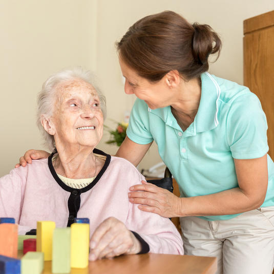 Patient working in the community re-entry program