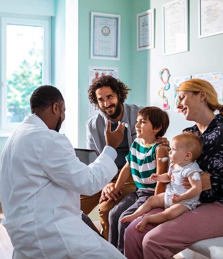Family went together to the doctor for a pcp appointment