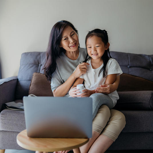 Mother and daughter at a virtual care appointment