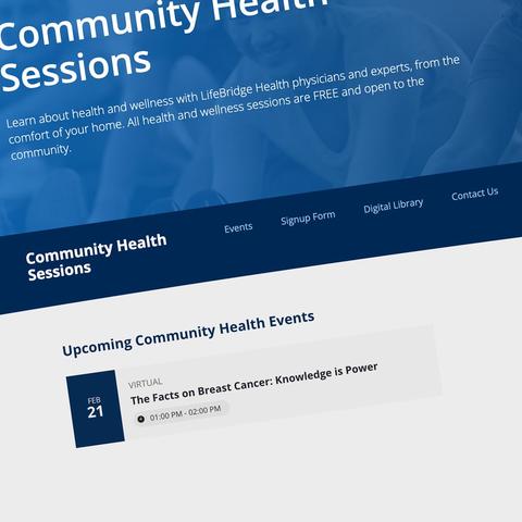 A screenshot of the Community Health signup page on the LifeBridge Health website